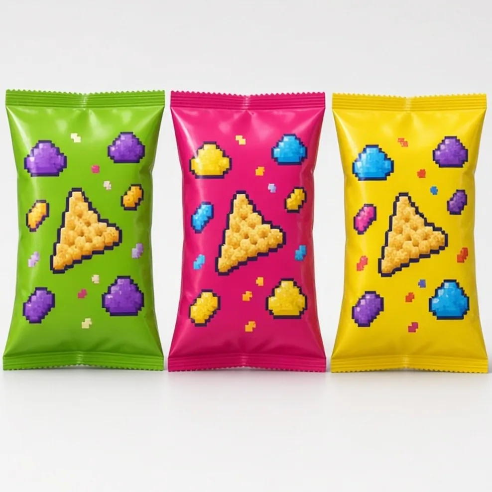 Pixel Pop Snacks — packaging design